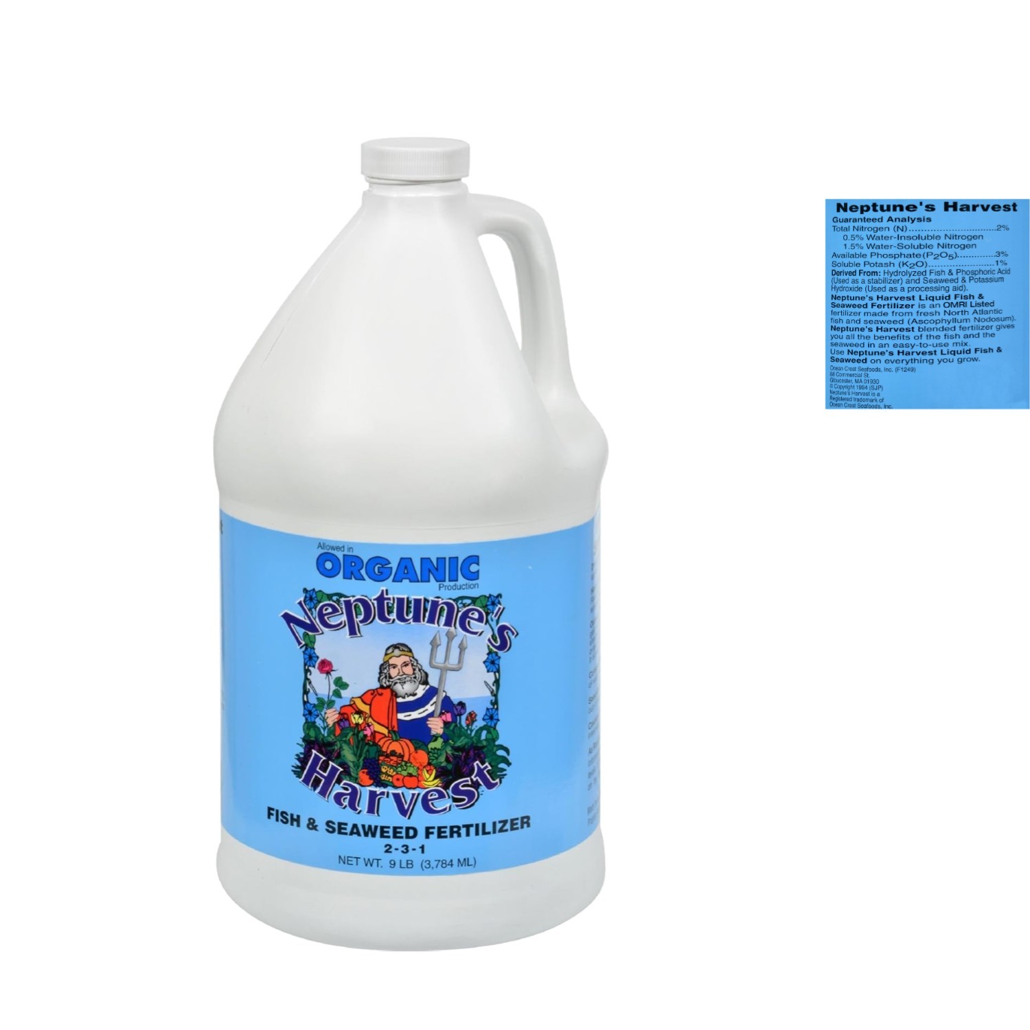 Neptune’s Harvest 1 Gallon Organic Fish & Seaweed Fertilizer – 2-3-1 Plant Food