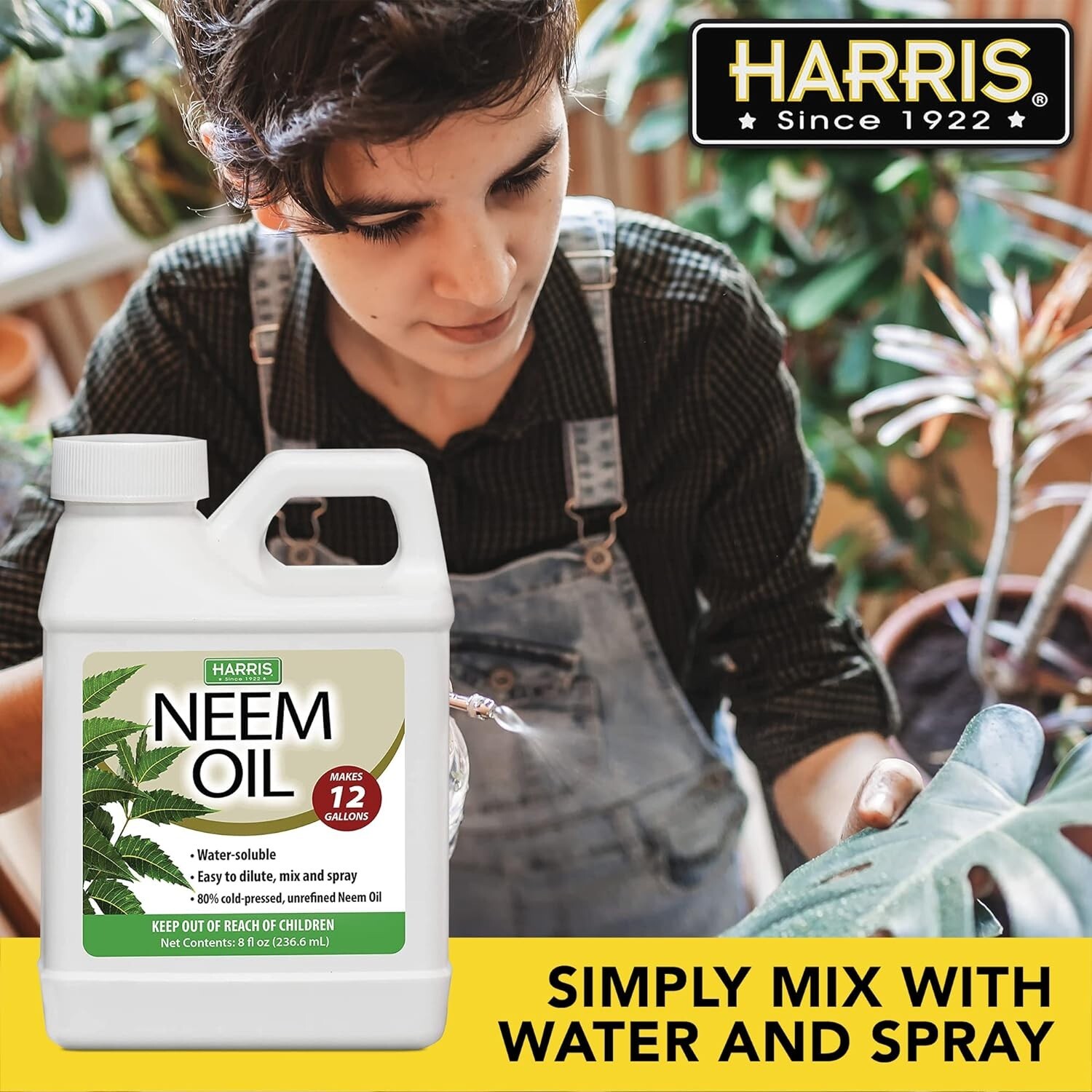 HARRIS Neem Oil Cold Pressed Water Soluble Concentrate, Makes 12 Gallons, 8Oz NE