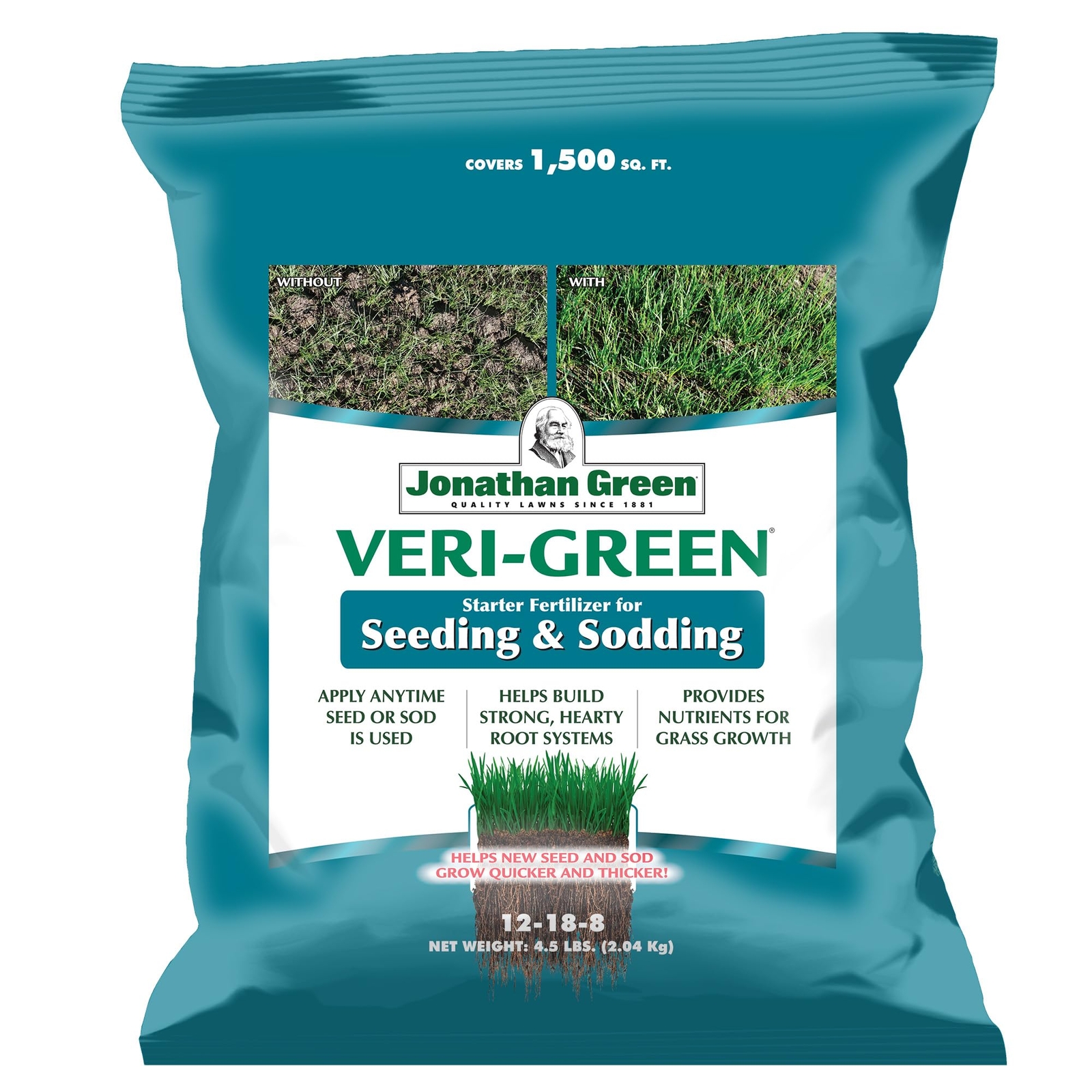 Veri Green 5 lb Lawn Fertilizer for Seeding Sodding Covers 1500 Sq Ft