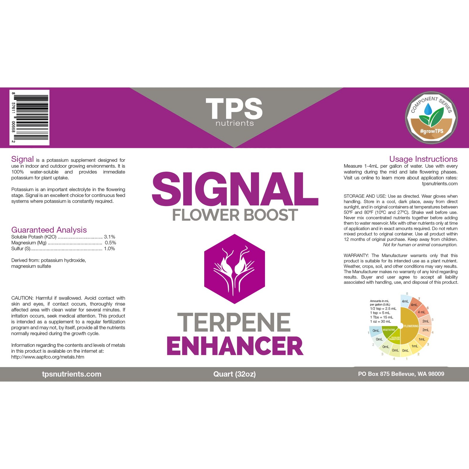 Signal Terpene Enhancer & Flower Hardener, 1 Quart (32 oz)