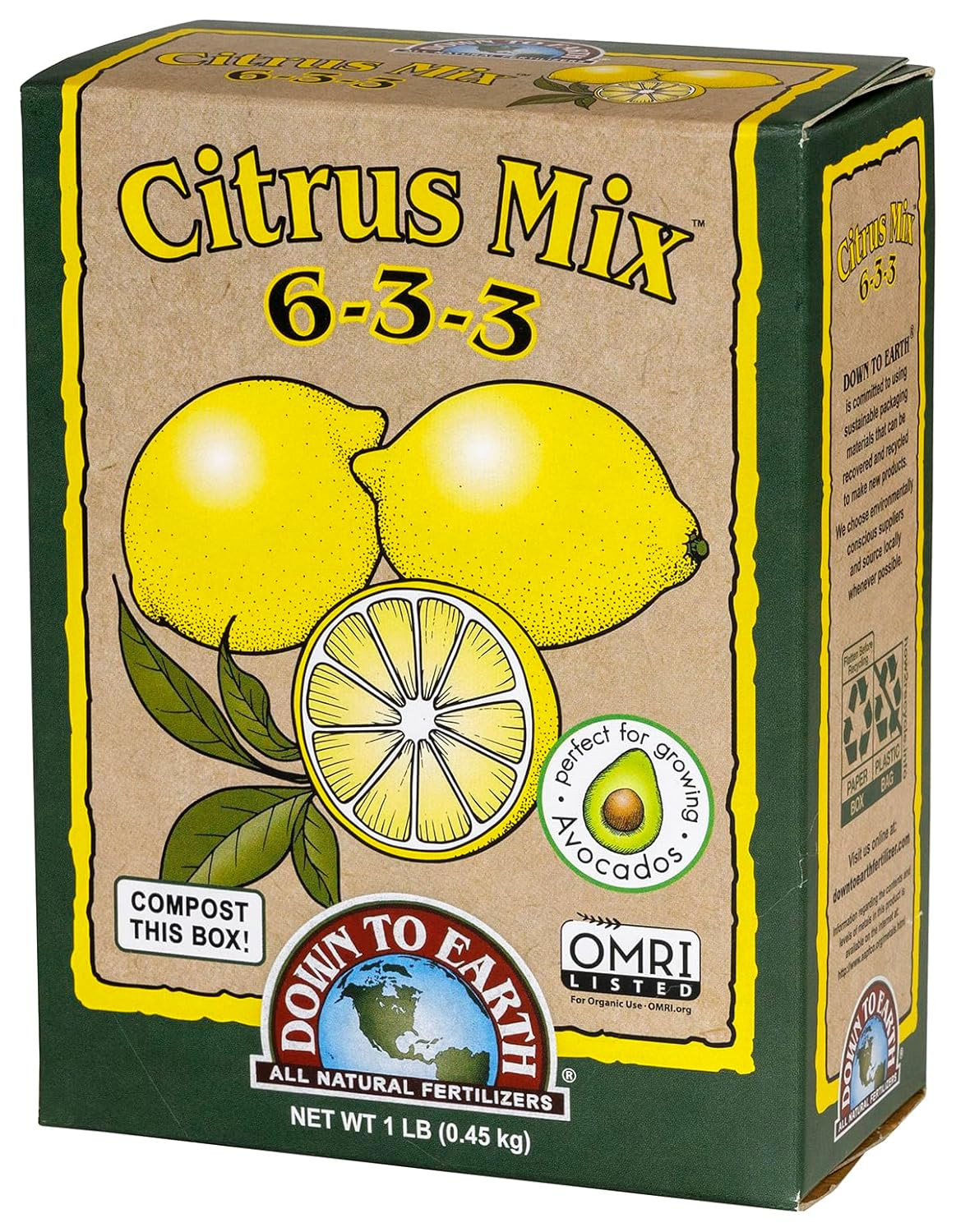 Down to Earth Organic Citrus Fertilizer Mix 6-3-3, 1 Lb
