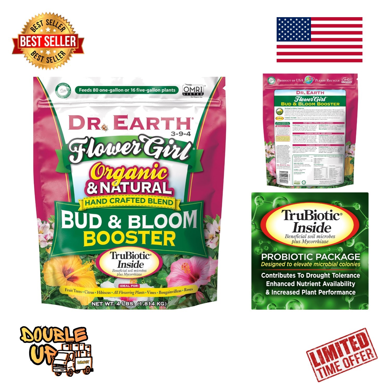 Natural & Organic DR EARTH 707P Fertilizer 4lb for Vibrant Plant Performance