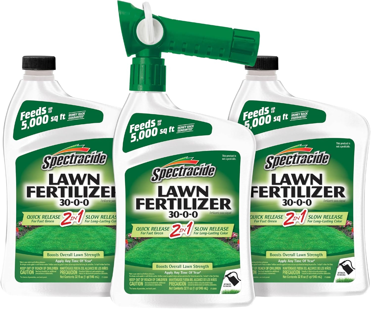 Lawn Fertilizer 30-0-0, 3 Count, 2-In-1 Formula Boosts Overall Lawn Strength, Pr