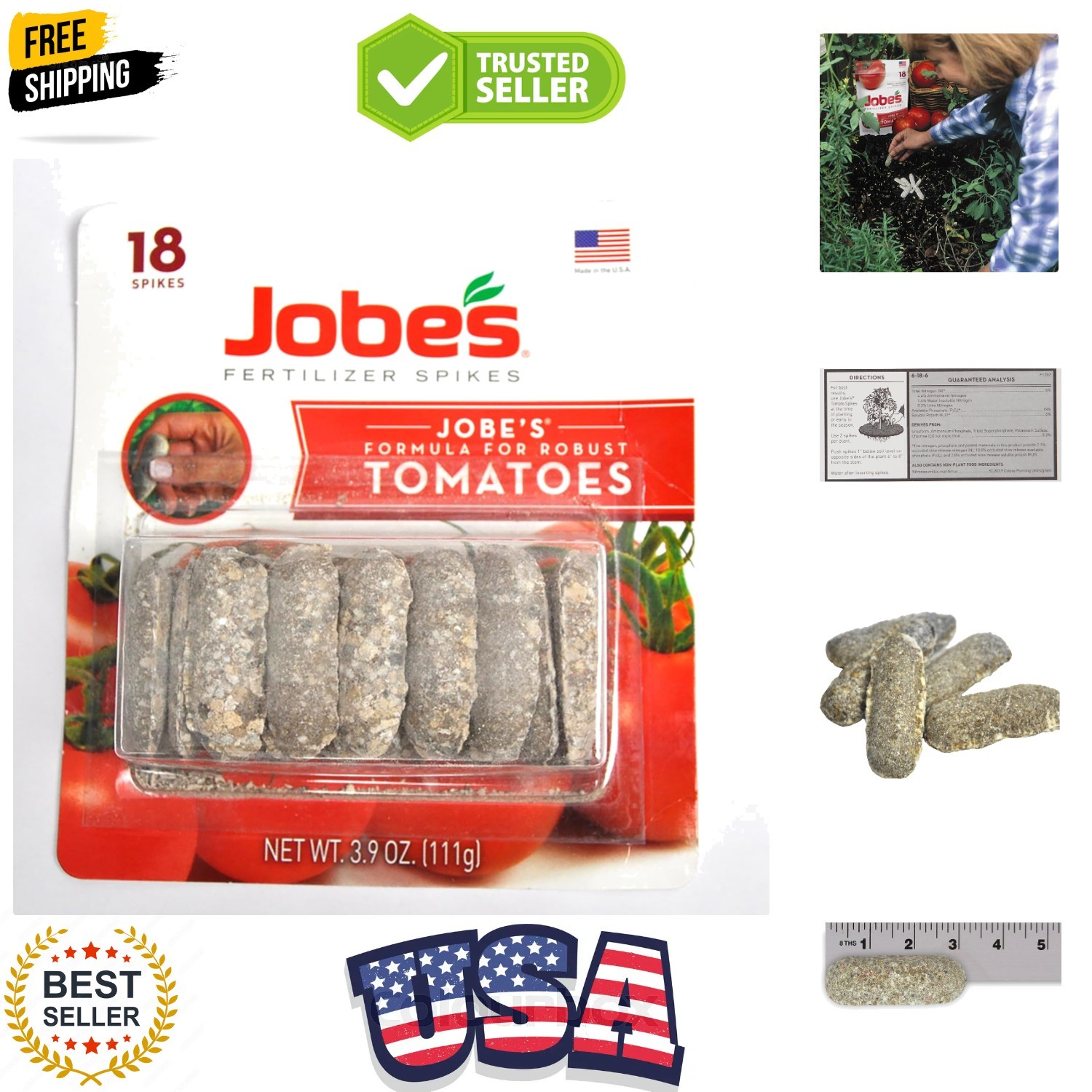 Slow-Release Jobe’s Tomato Fertilizer Spikes – 18 Count for Healthy Yield