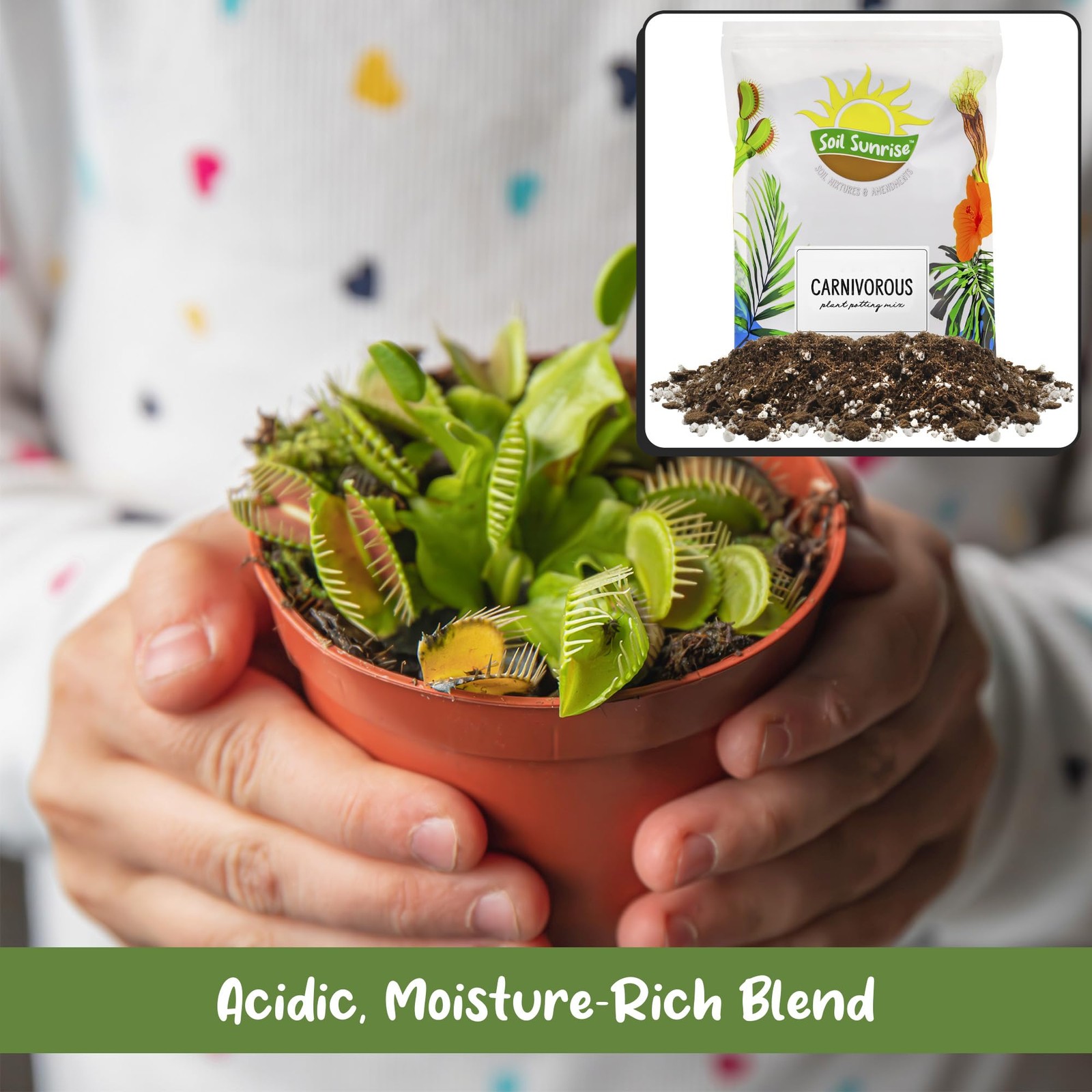 Soil Sunrise Carnivorous Plant Potting Mix (2 Quarts) 2 Quarts, Brown