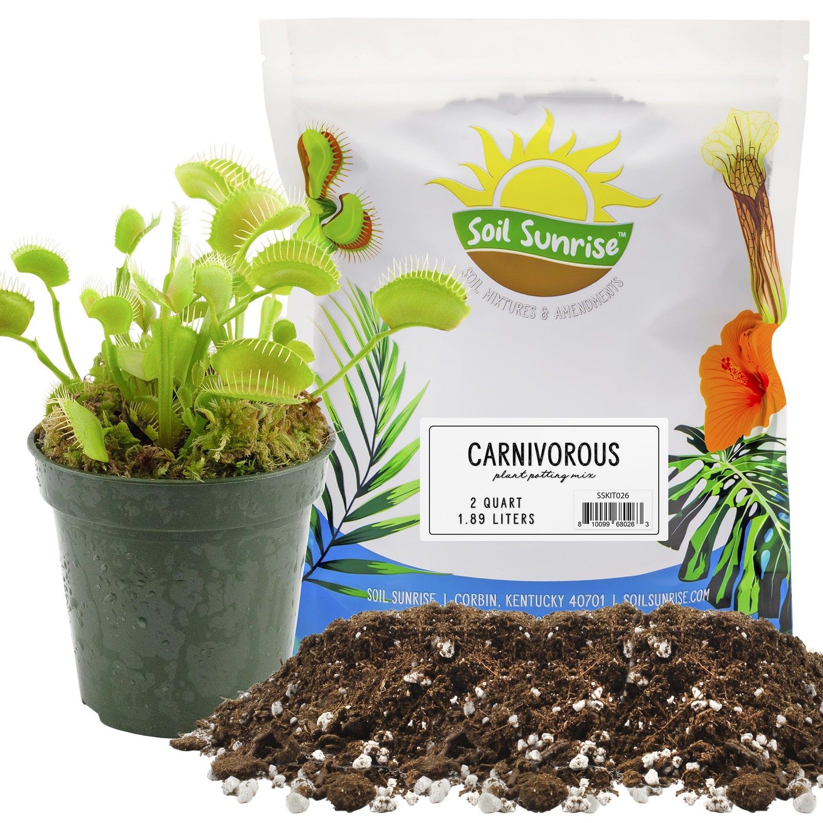 Soil Sunrise Carnivorous Plant Potting Mix (2 Quarts) 2 Quarts, Brown