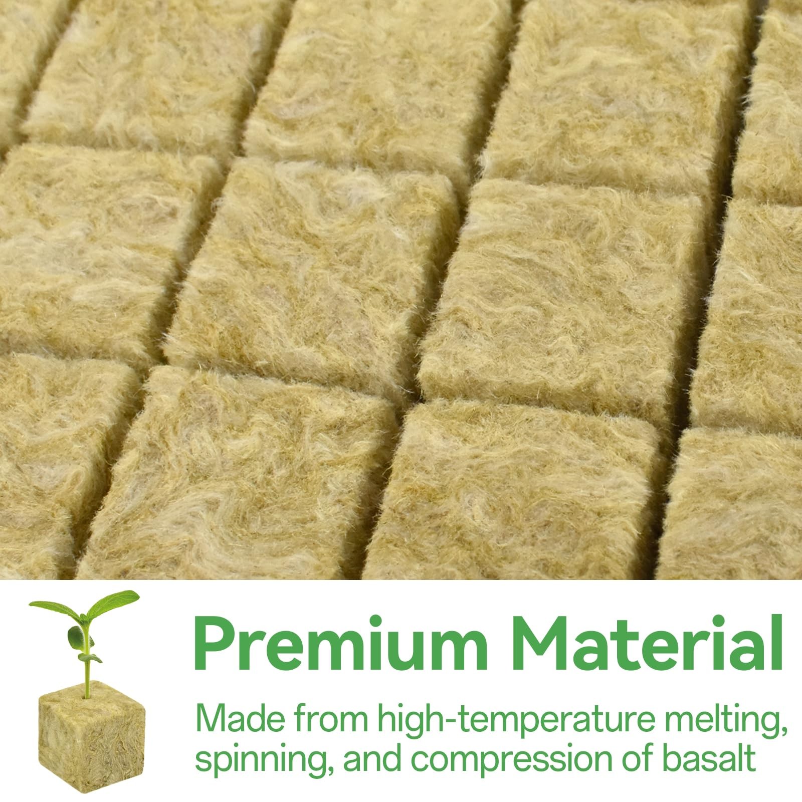 100PCS 1Inch Rockwool Cubes for Seed Starting, Hydroponics, and Cloning