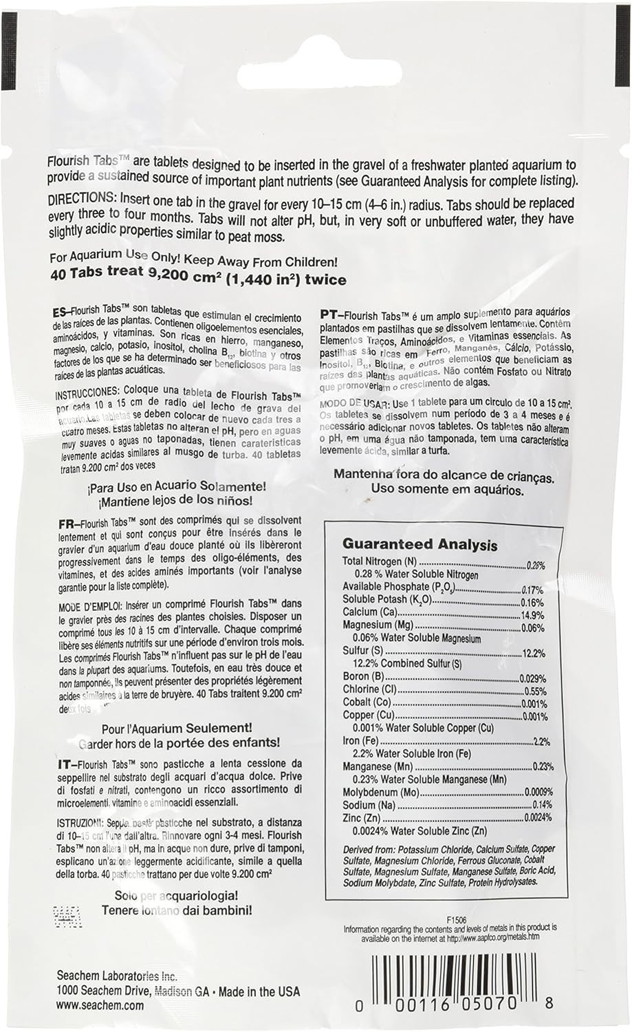 Seachem Flourish Tabs – 40 Count Aquatic Plant Growth Supplement for Lush Roots