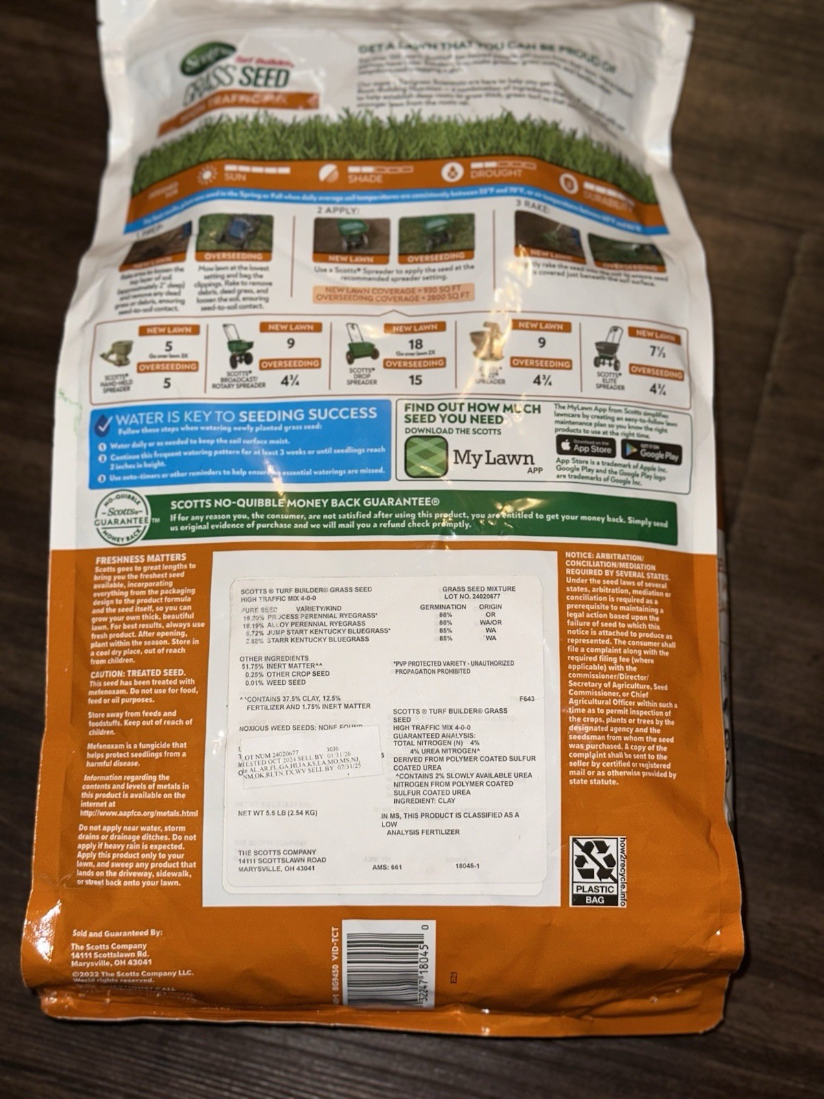 Scotts Turf Builder Grass Seed High Traffic Mix with Fertilizer and Soil