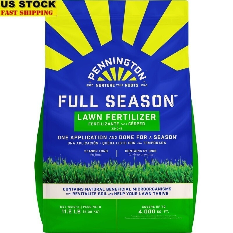 Full Season Lawn Fertilizer 32-0-5 Iron Microorganisms Covers 4000sqft 11.2lb US