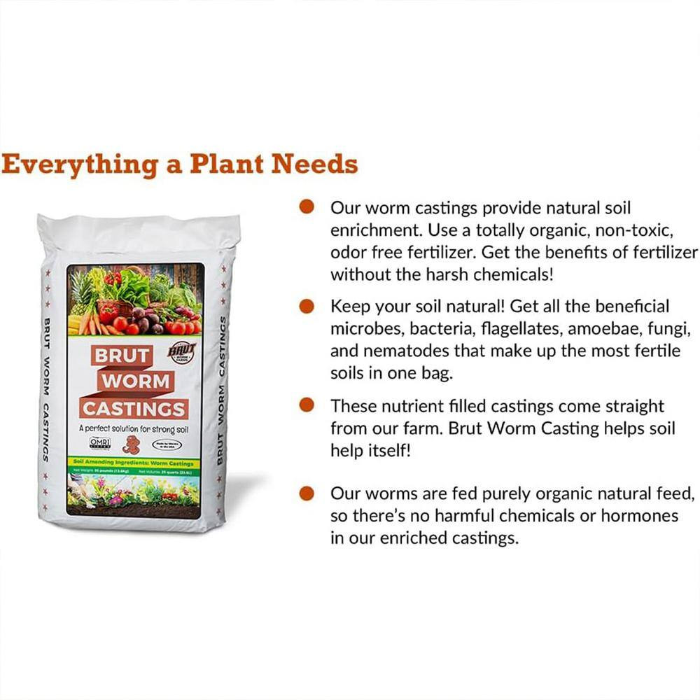 Organic Worm Castings Soil Builder, 30 Pound Bag (2-Pack)