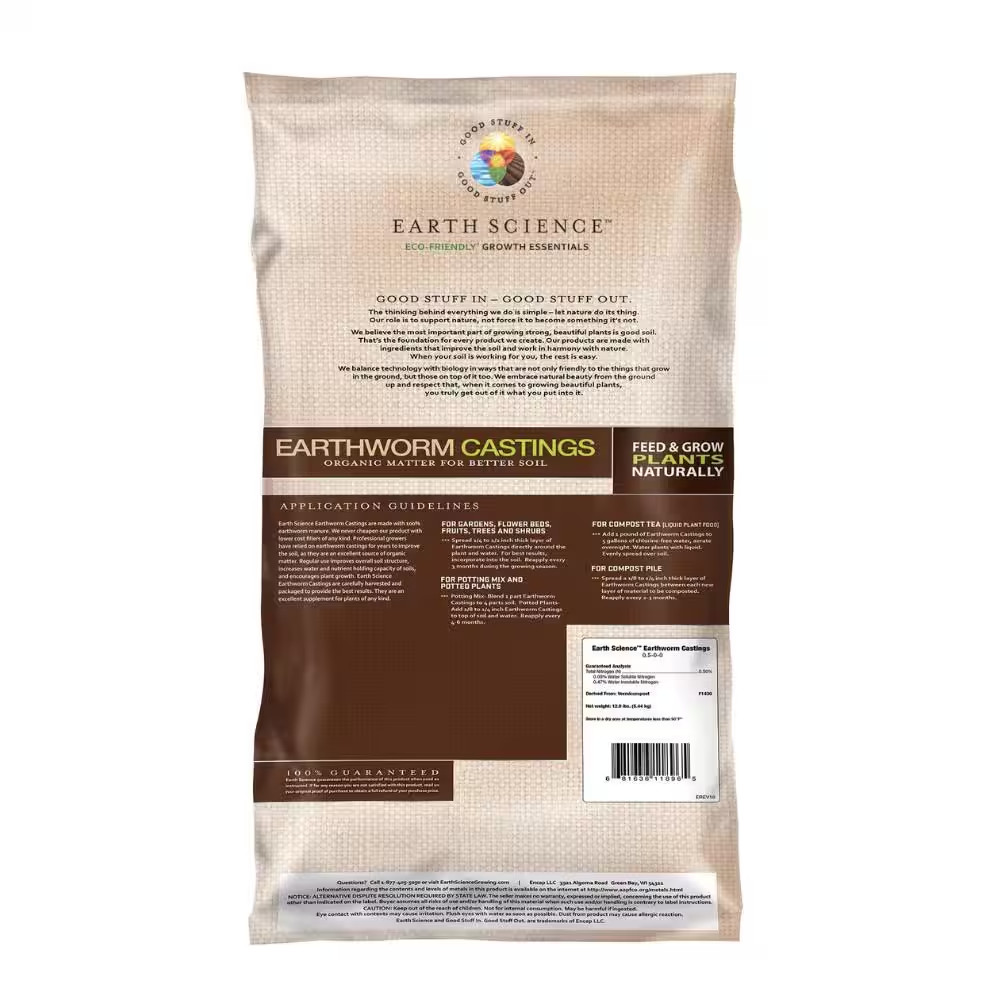 12 Lbs. Organic All-Purpose Earthworm Castings 100% Vermicompost