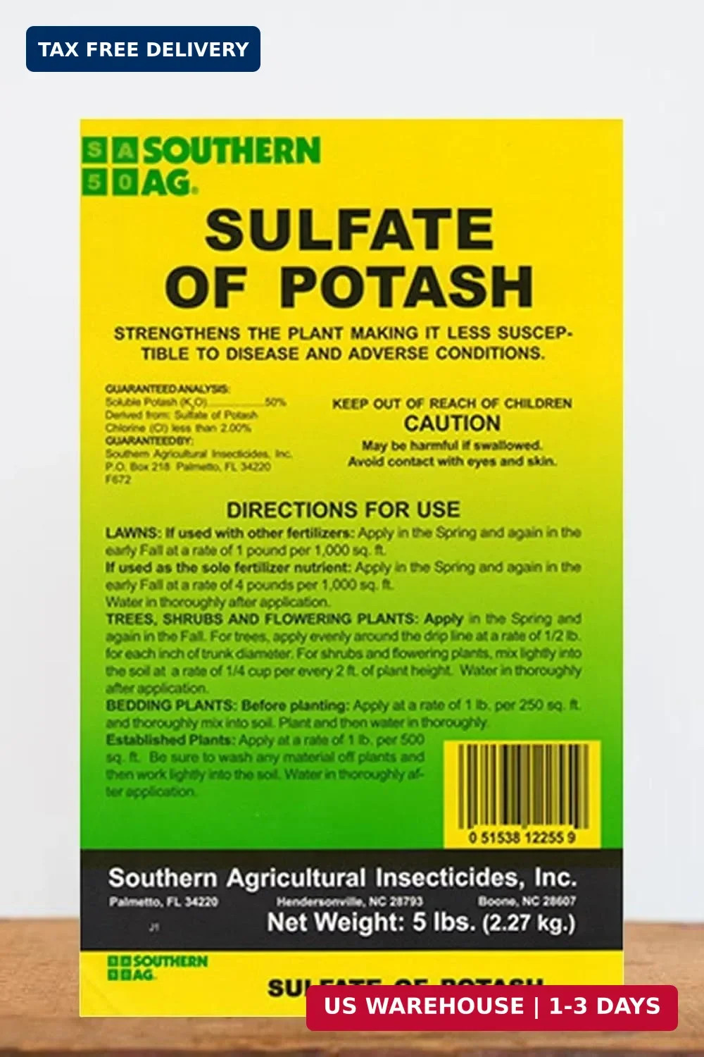 Southern Ag Sulfate of Potash 0-0-50, 5 LB Size: 5 LB
