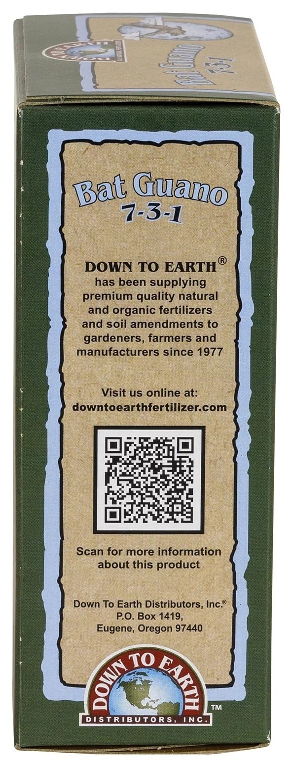 Down to Earth Organic Bat Guano Fertilizer Mix 7-3-1, 4oz