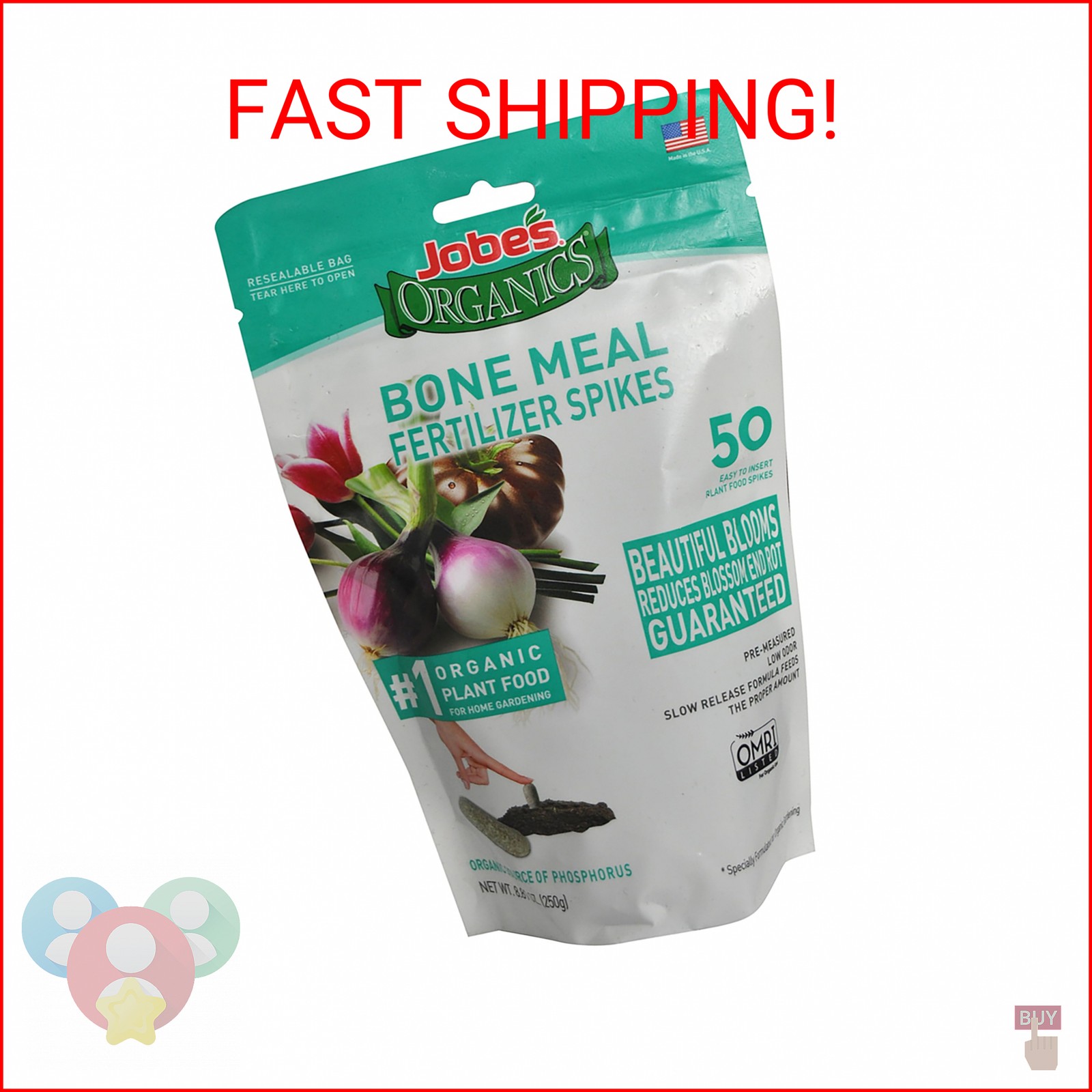 Jobe’s Organics Bone Meal Fertilizer Spikes, Strong Root Development for Bulbs,