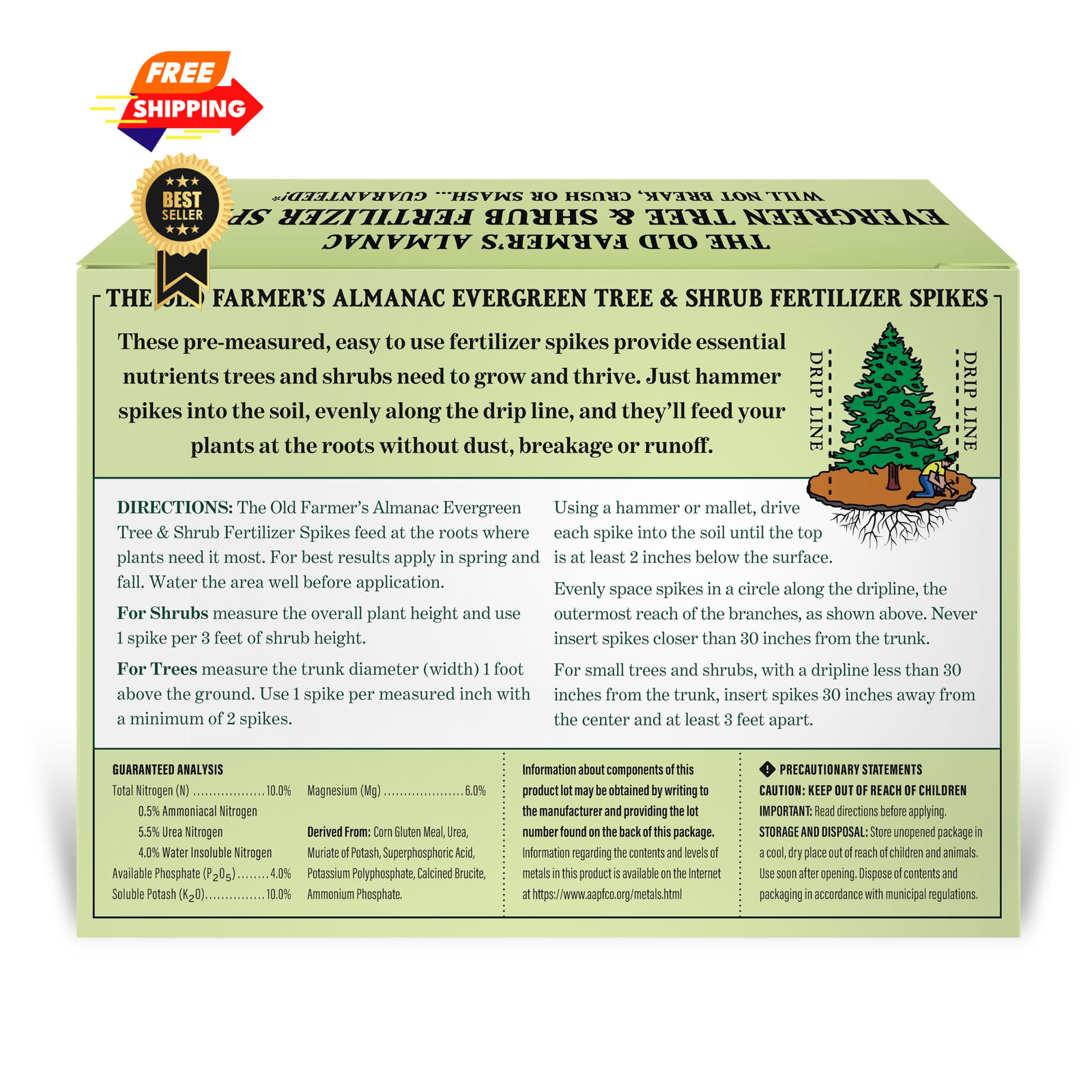 The Old Farmer’s Almanac Evergreen Tree & Shrub 24 Spikes – 6.0 Lbs