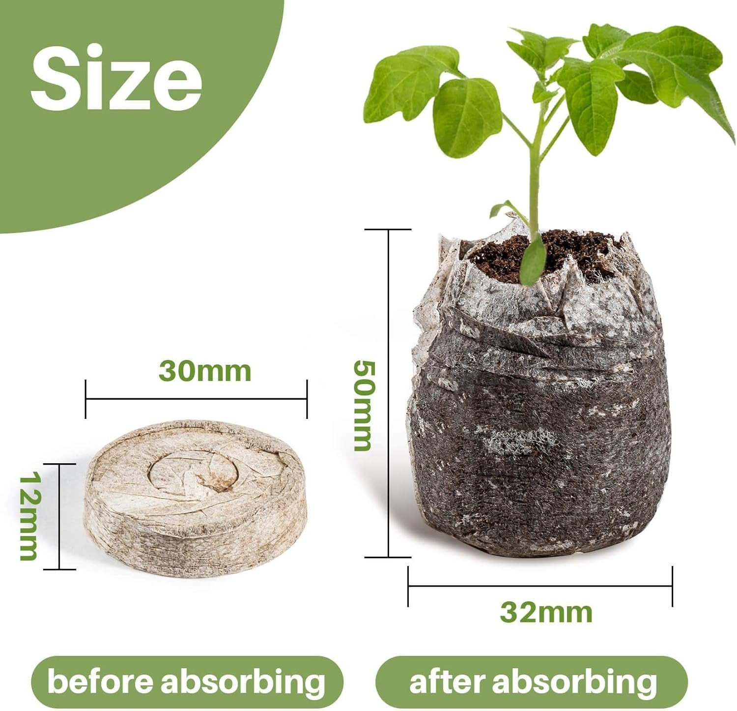 50PCS Peat Pellets for Seedlings – 30MM Seed Starter Soil Pods | Seed Starting P