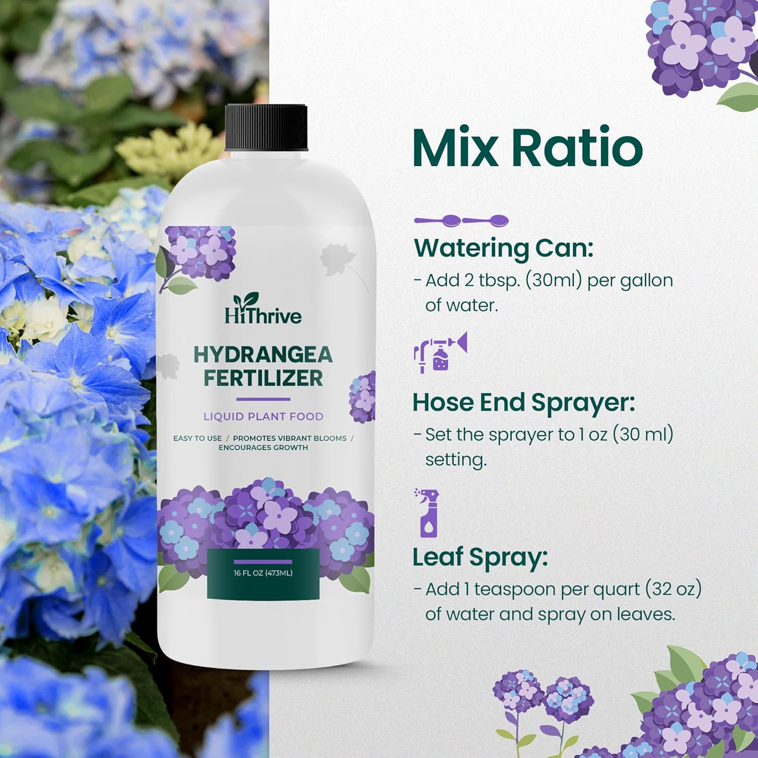 16Oz Hydrangea Fertilizer – Makes 16 Gallons of Hydrangea Plant Food, Hydrangeas