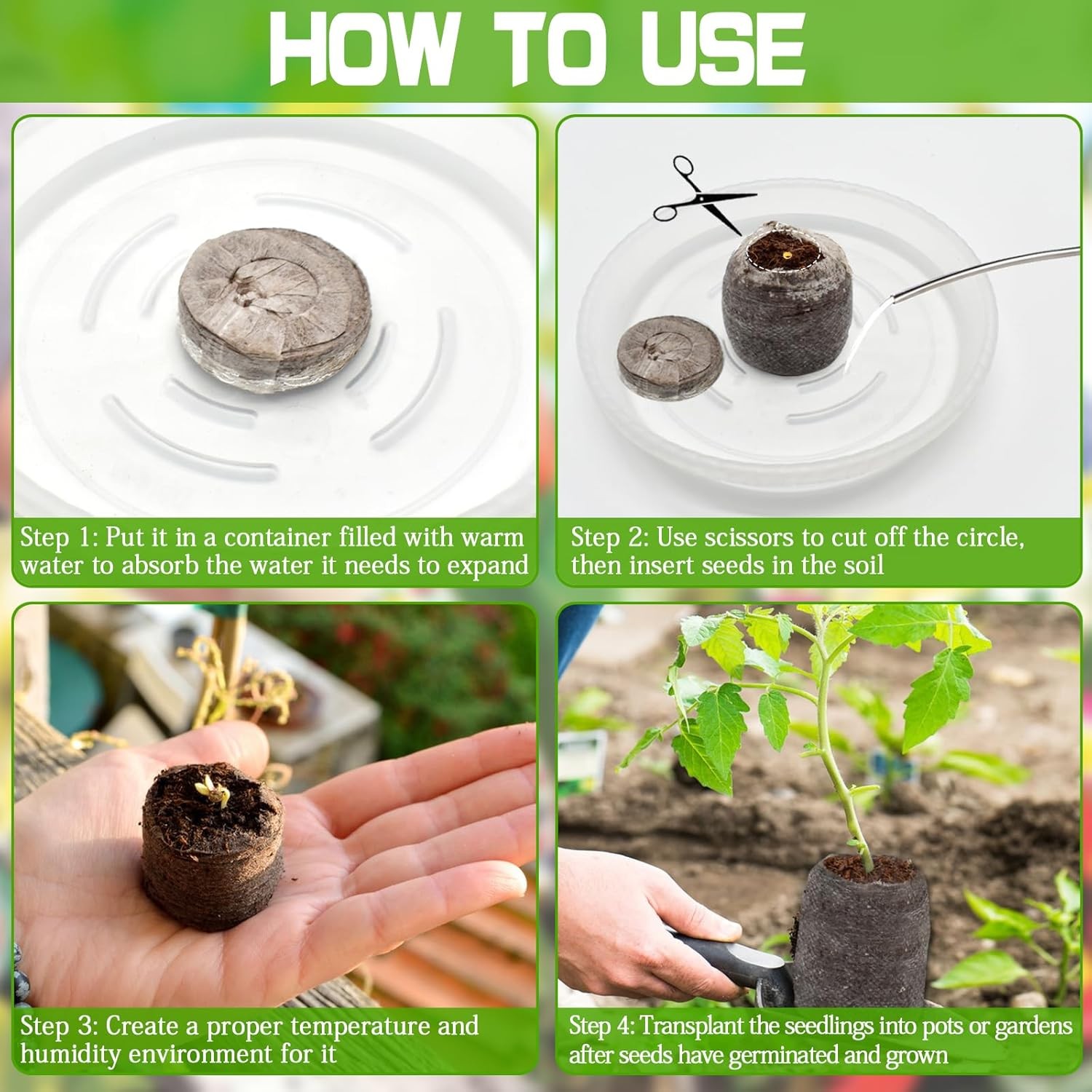 100-Pack 30mm Peat Pellets Seed Starter Pods for Germination & Transplanting