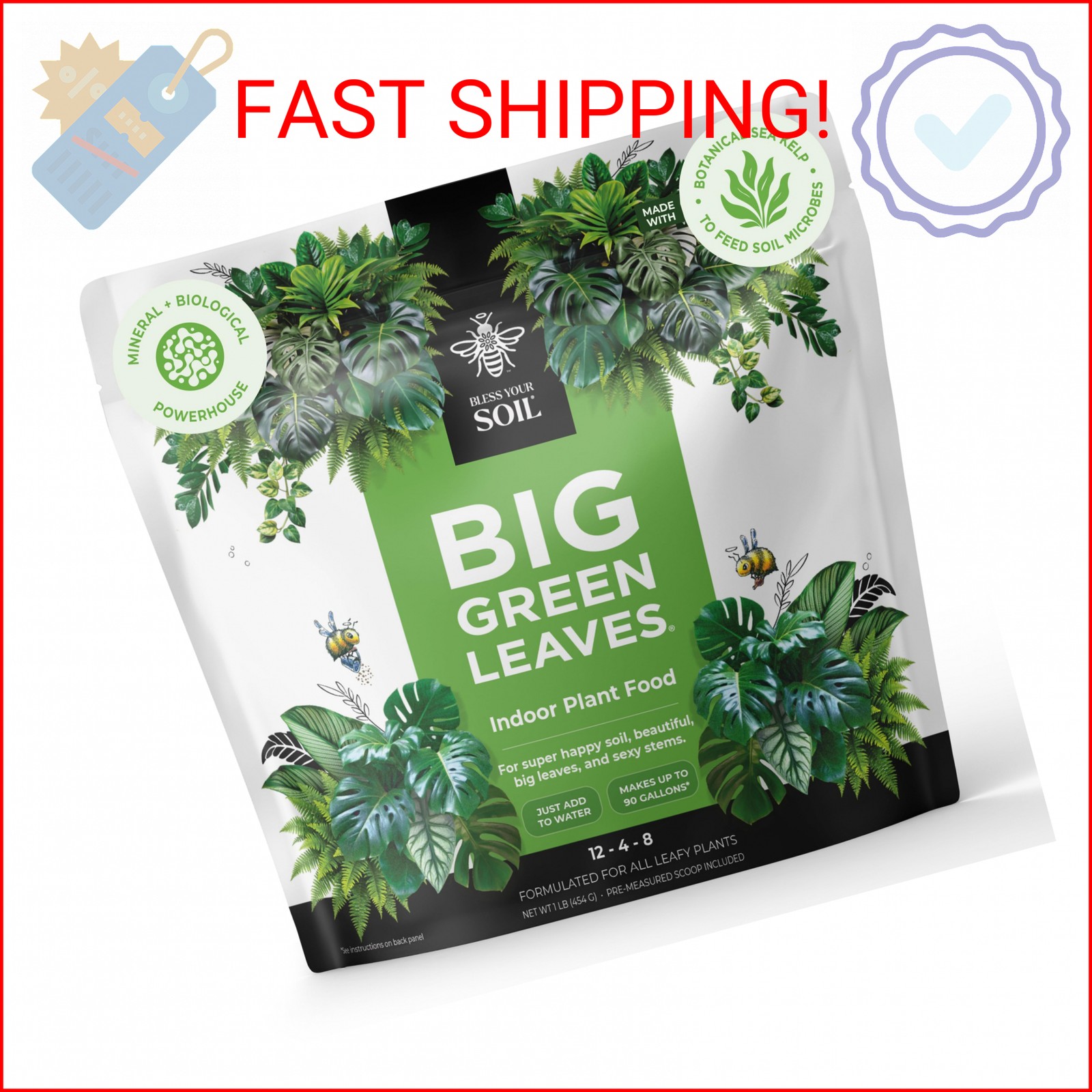 Big Green Leaves Indoor Plant Food – 4X Concentrated Houseplant Fertilizer with