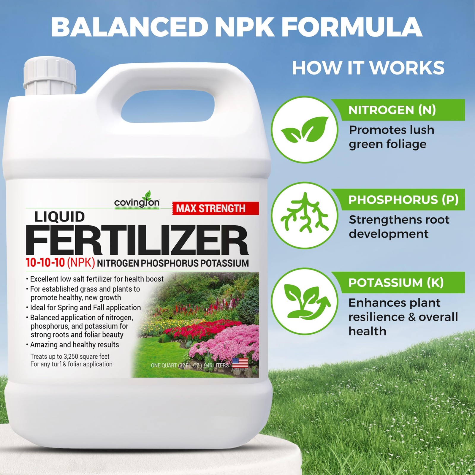 All Purpose 101010 Liquid Fertilizer 32oz Lawn Plant Food Concentrate Grow