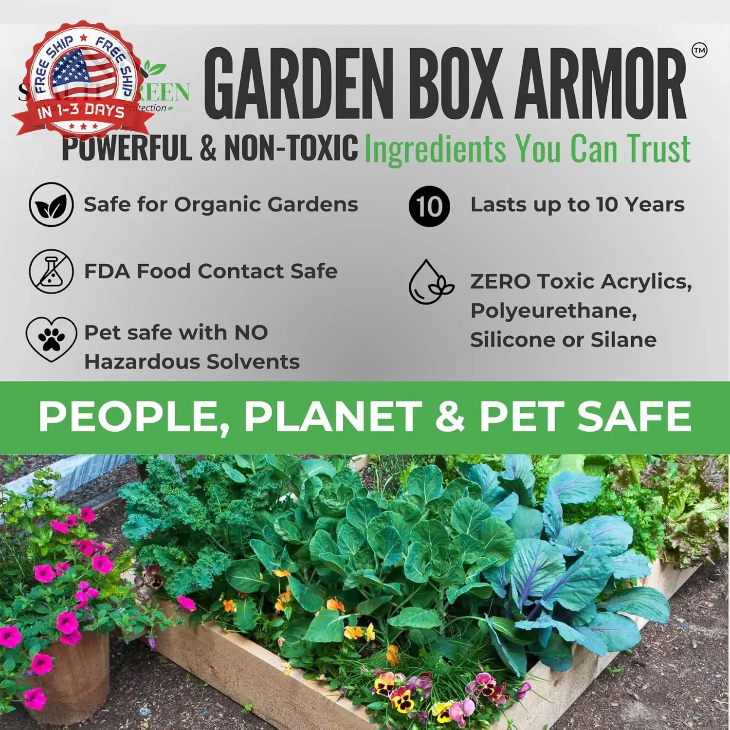 Garden Box Sealer | FDA Food Contact Safe Plant-Based Wood Sealant for Raised Be
