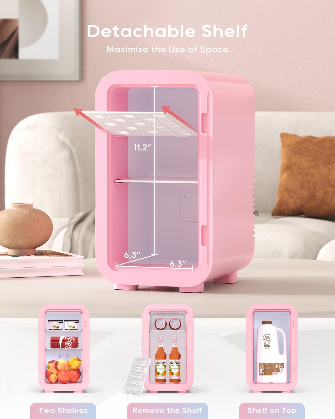 BEICHEN Mini Fridge, 6 Liter/8 Can Skincare Fridge, 110V AC/DC Portable Therm…