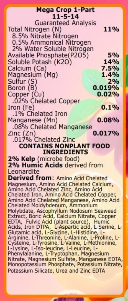 Mega Crop 1-Part Complete Base Nutrient – Hydroponic and Soil Fertilizer for …