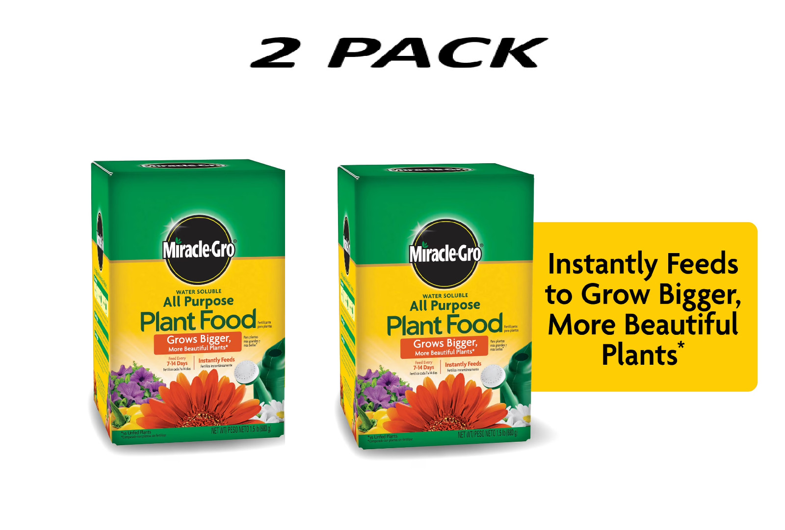 (2 Pack) Miracle-Gro Water Soluble All Purpose Plant Food 1.5 lbs.