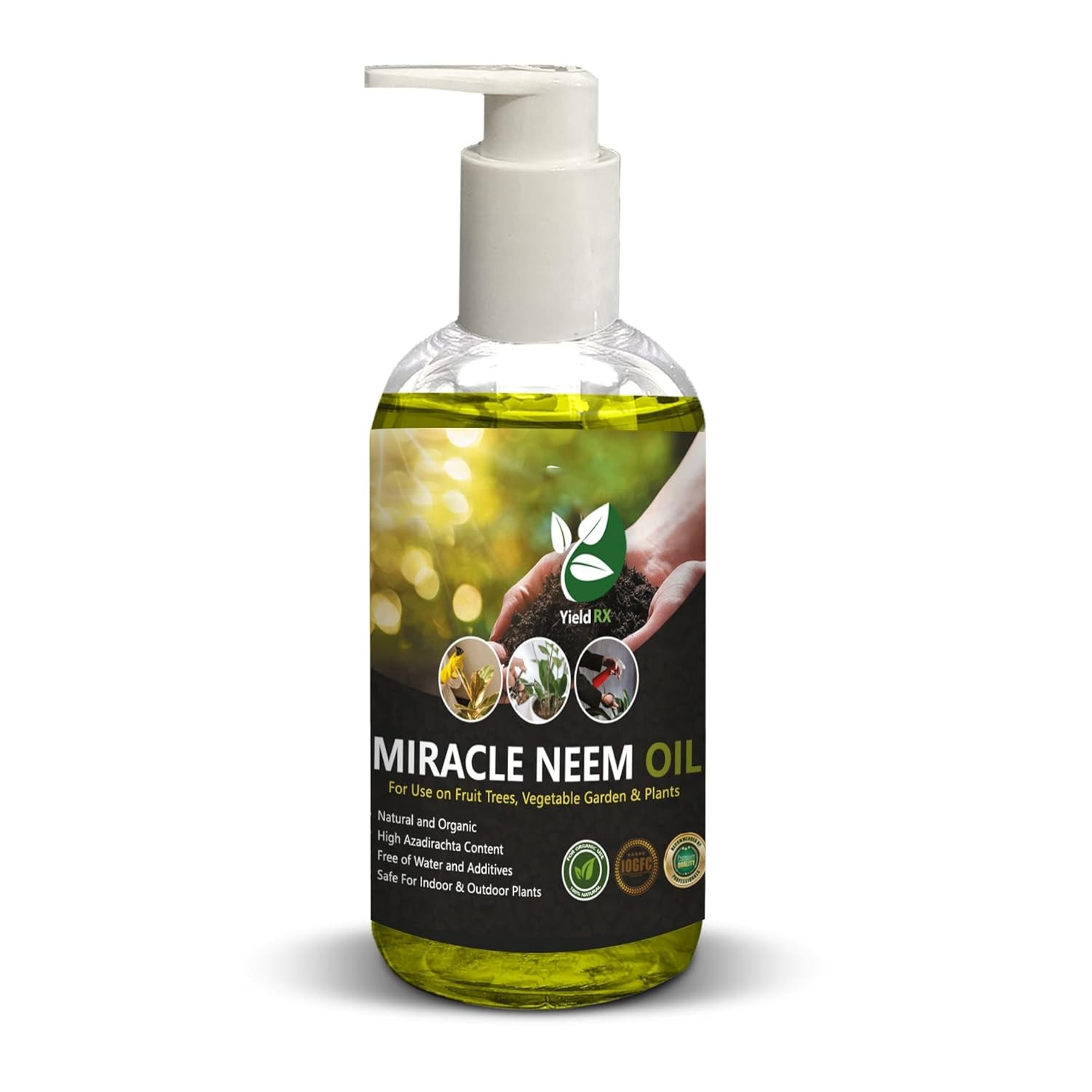 Yield RX 100% Pure Cold Pressed Neem Oil for Indoor & Outdoor Plants, Vegetables