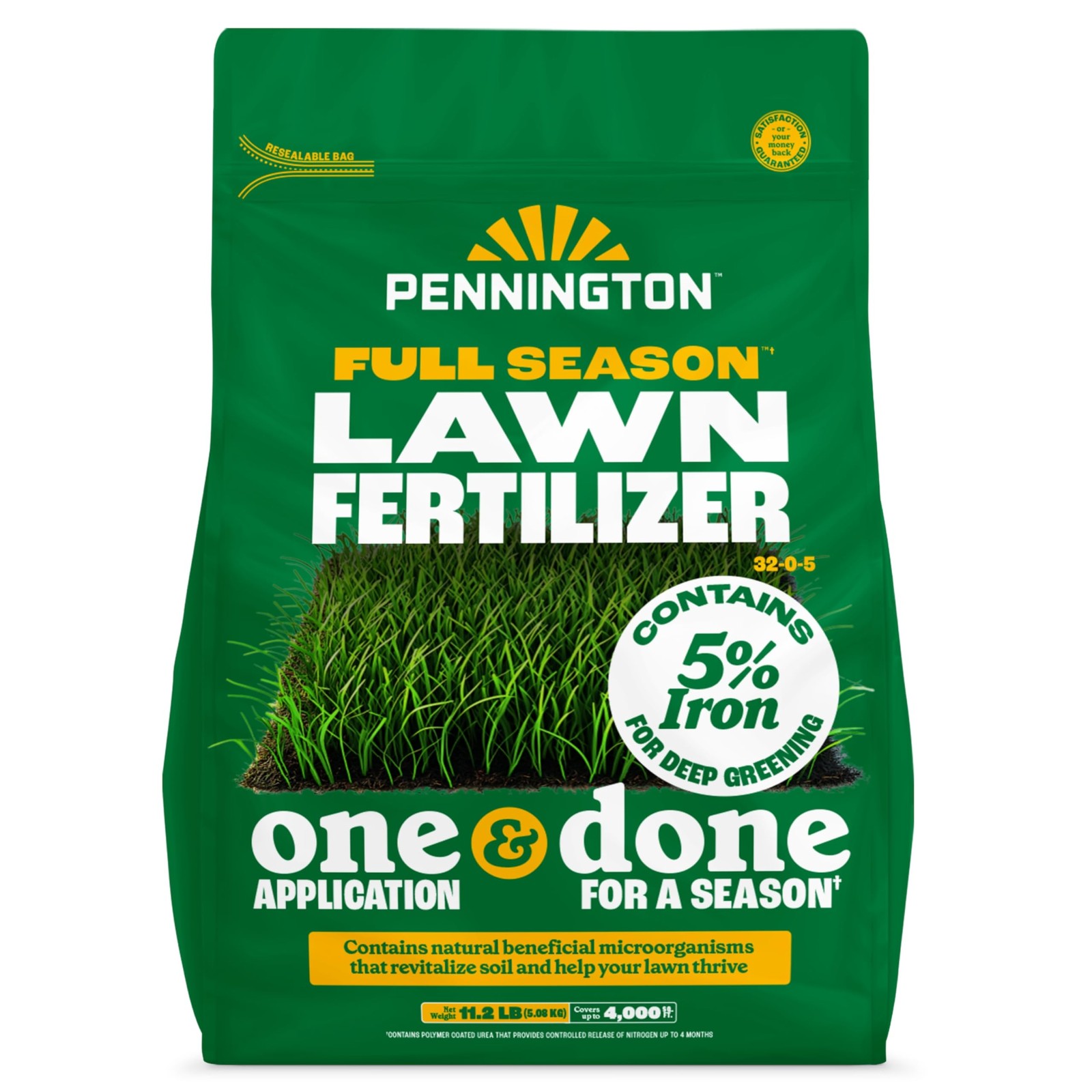 Pennington Full Season Lawn Fertilizer 4M 32-0-5 RF 11.2 LB