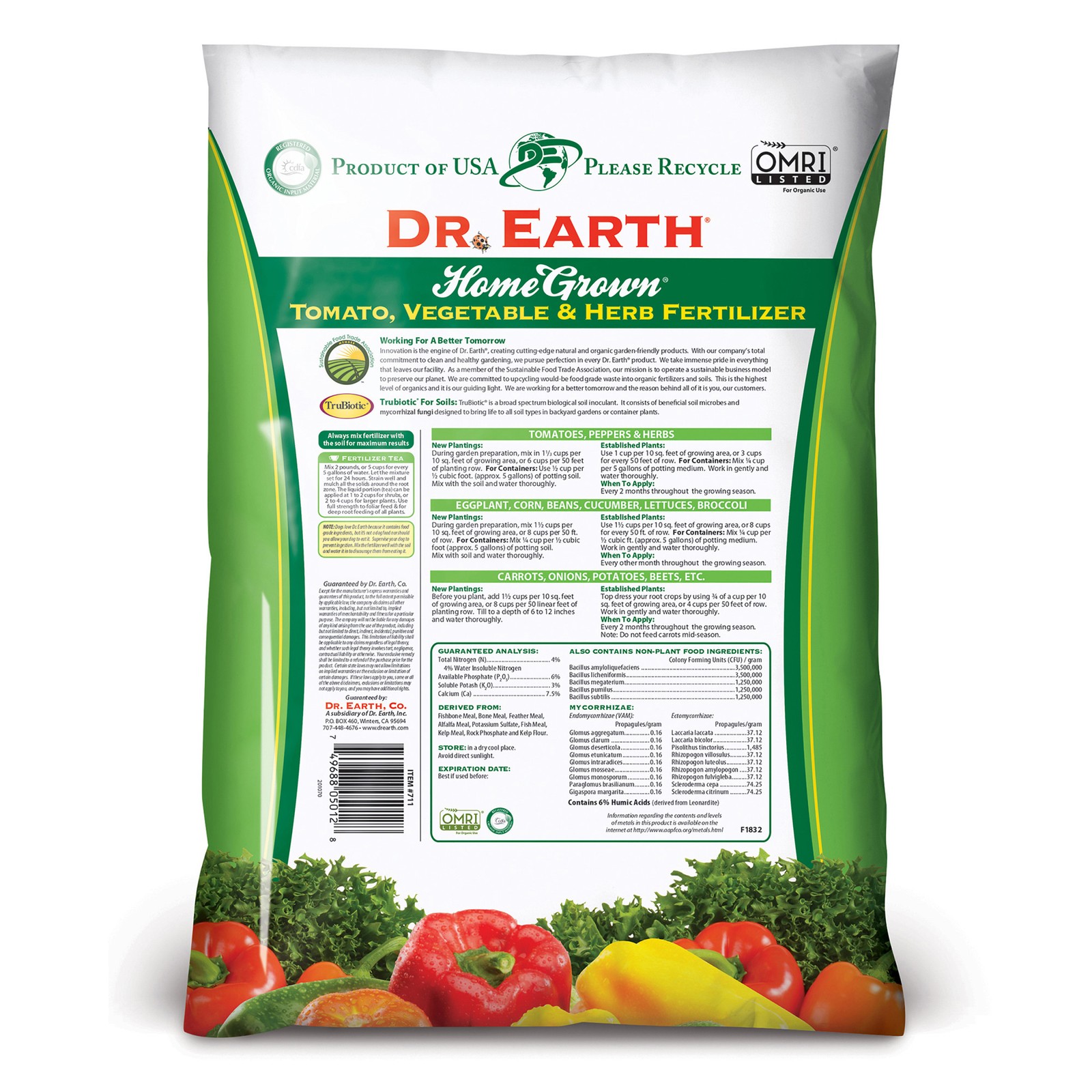 Dr. Earth Tomato Vegetable Food Fertilizer 4-6-3 12lb