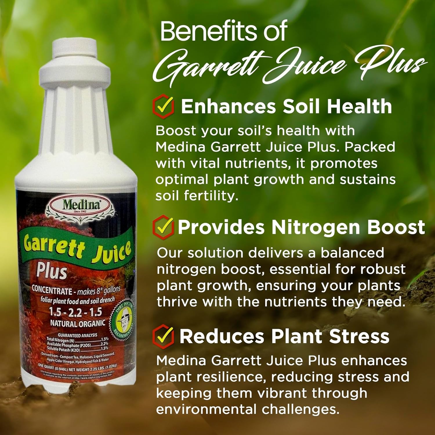 Garrett Juice Plus -Liquid Plant Food & Fertilizer for Houseplants, Lawn, & Gard