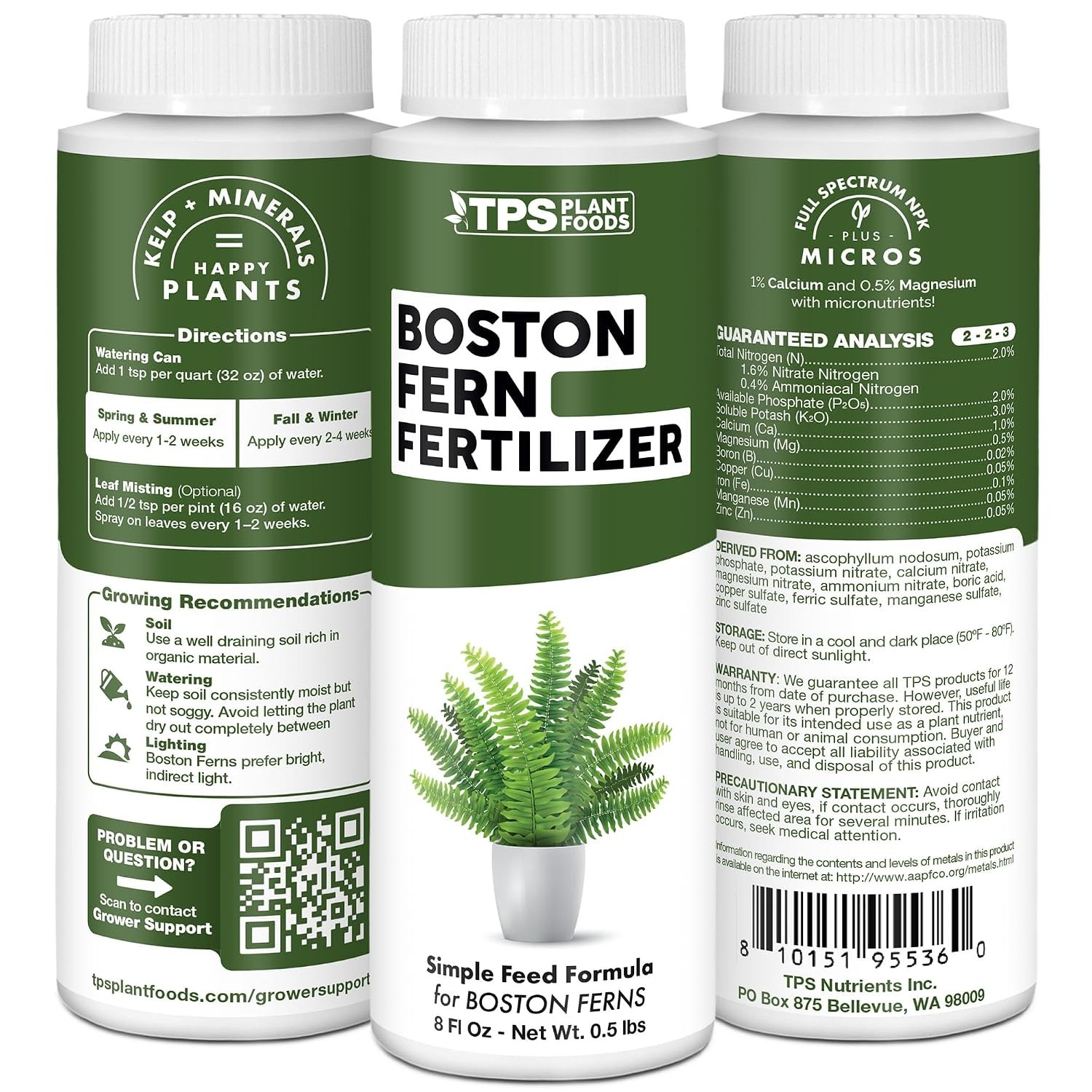 Boston Fern Fertilizer – Liquid Plant Food Fuller Fronds Rich Green Color &
