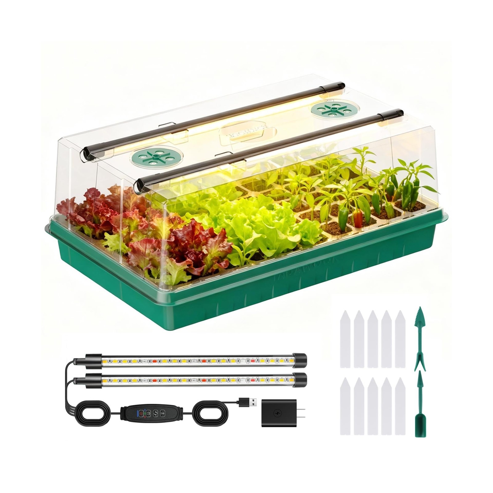 60 Cells Seed Starter Trays with Grow Lights, Color Change Grow… FAST USA SHIP