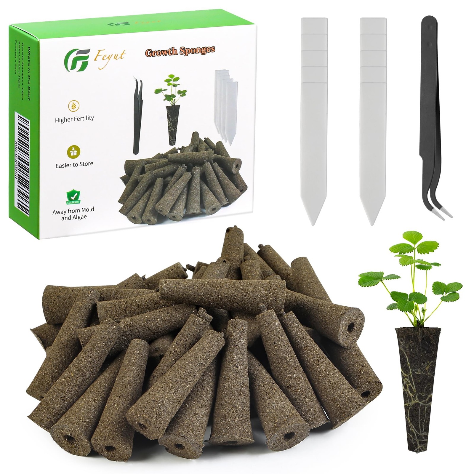 30 Pack Grow Sponges, Replacement Root Growth Sponges Seed Pods Compatible wi…