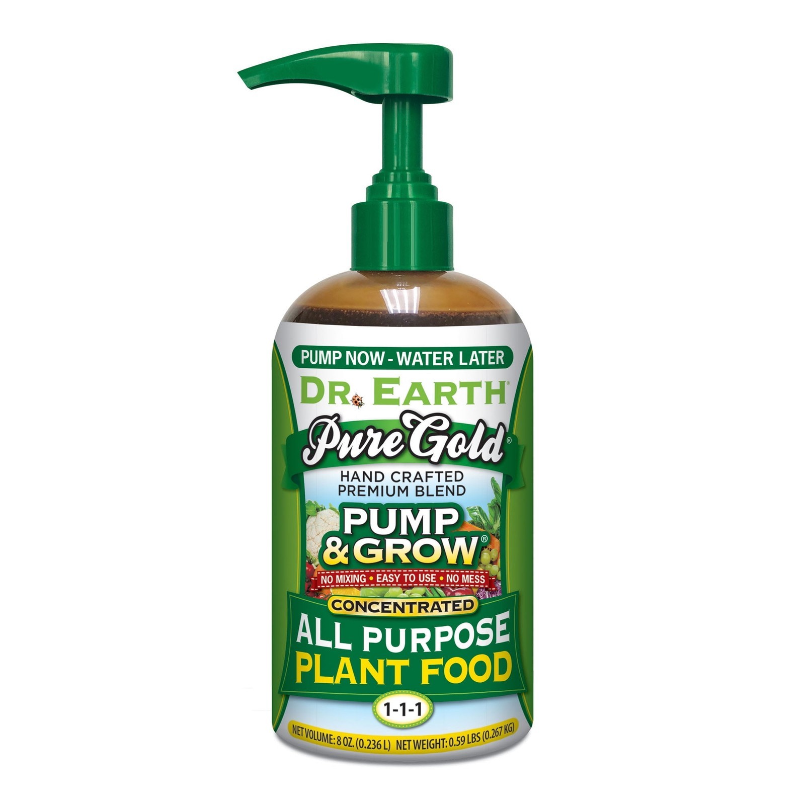Pure Gold Pump & Grow All Purpose Plant Food 1-1-1 Fertilizer 8 oz.