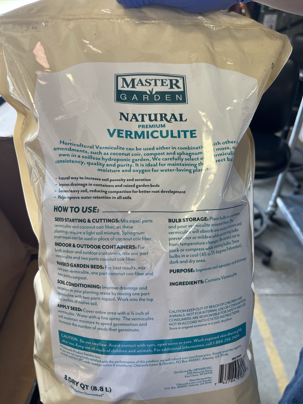 Premium Vermiculite 8 Dry Qt (8.8L) for Plant Food 6 Bags Per Box