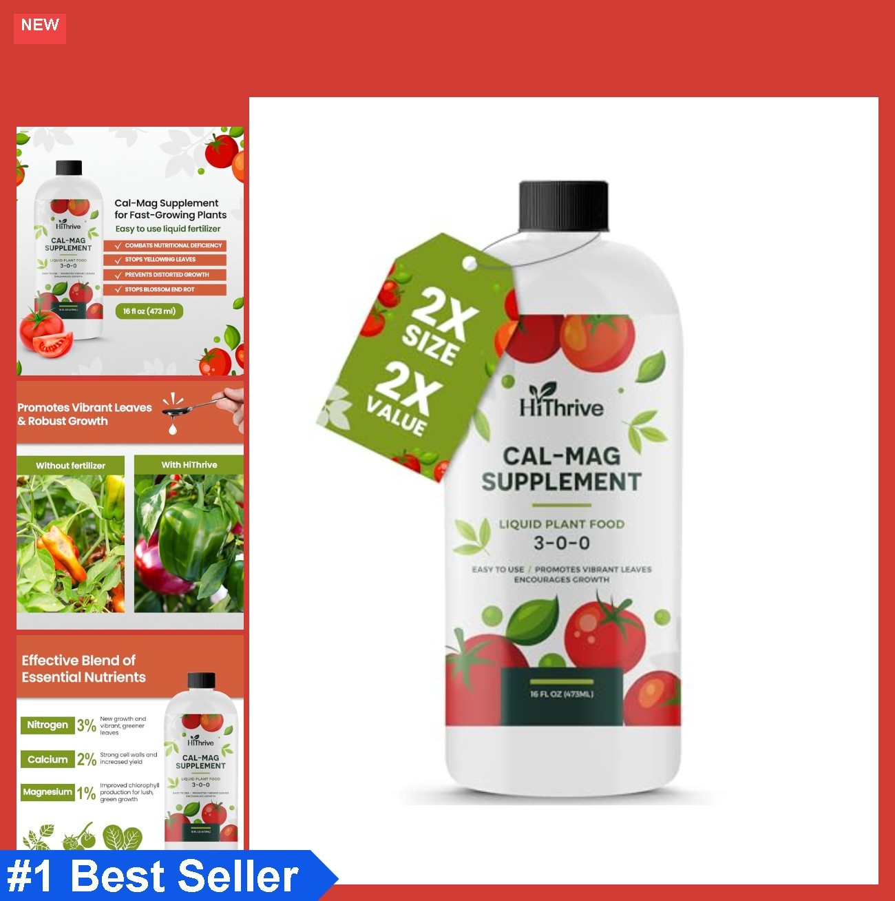 16oz Cal Mag for Plants – Makes 96 Gallons of Calmag for Plants Fertilizer, Liqu