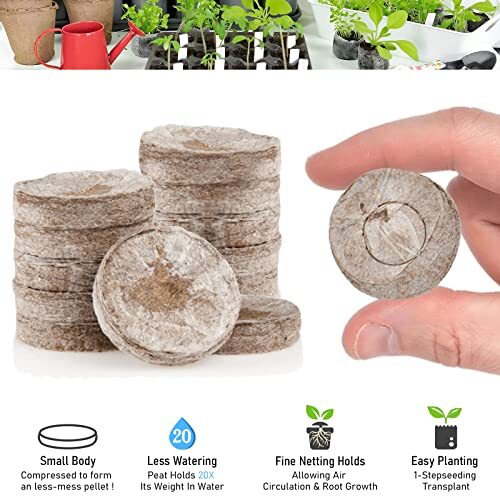 50Pcs 50mm Peat Pellets Starter Pods Fiber Soil Plant Starting Plugs Peat Pellet