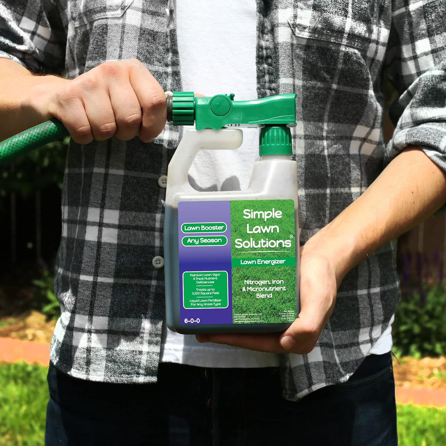 Commercial Grade Liquid Lawn Fertilizer with Iron for Green Turf Any Grass Type