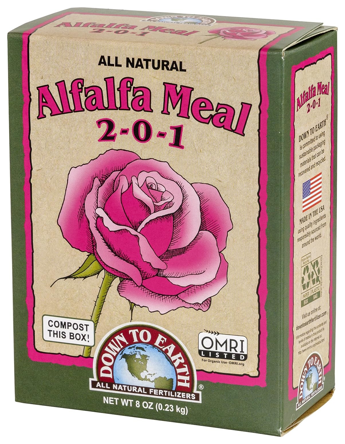 Down To Earth Organic Alfalfa Meal Fertilizer Mix 2-0-1, 0.5 Lb