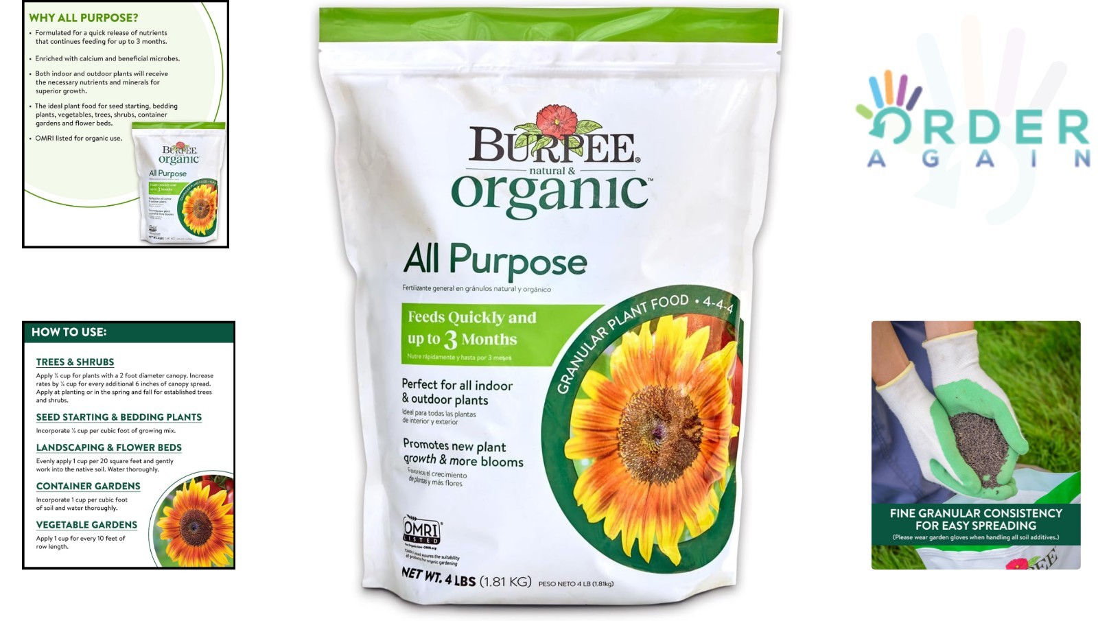 Organic Plant Food Granules 4Lb for Vegetables Flowers Seed Starting