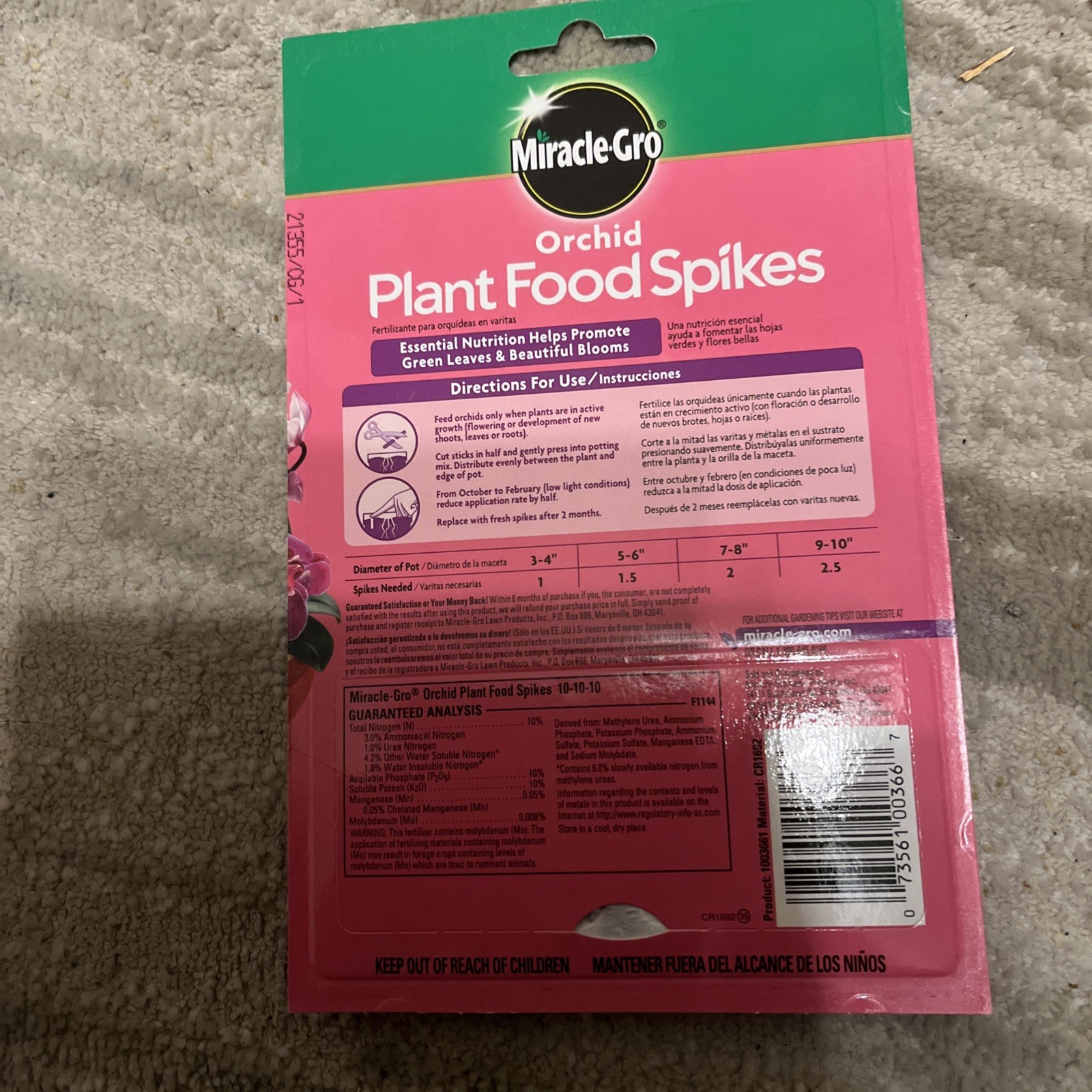 Miracle-Gro (#1003661) Orchid Plant Food Spikes (10 spikes per pack)