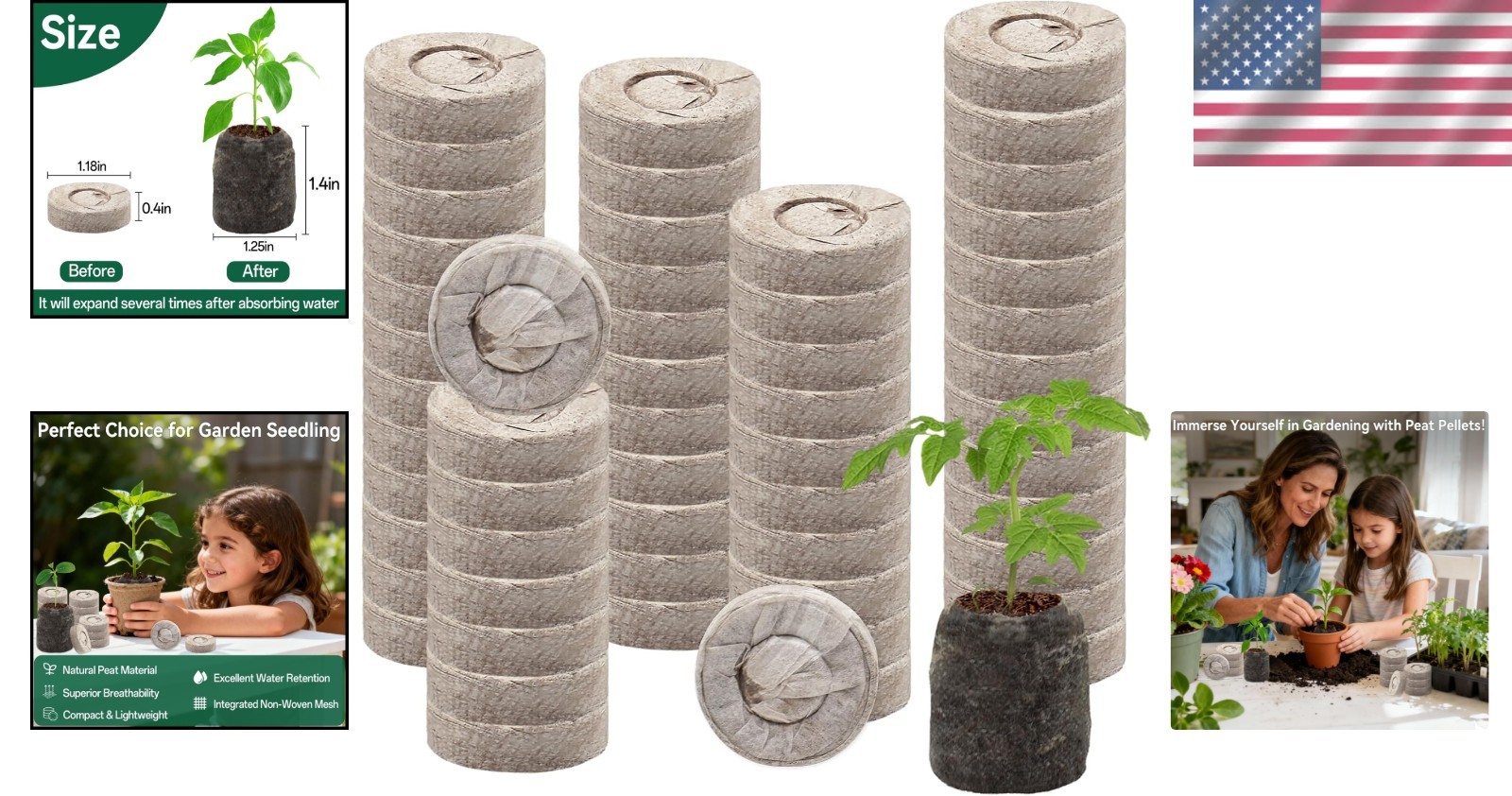 Versatile 55-Piece 30mm Seed Starter Pellets for Flowers, Veggies, and Herbs