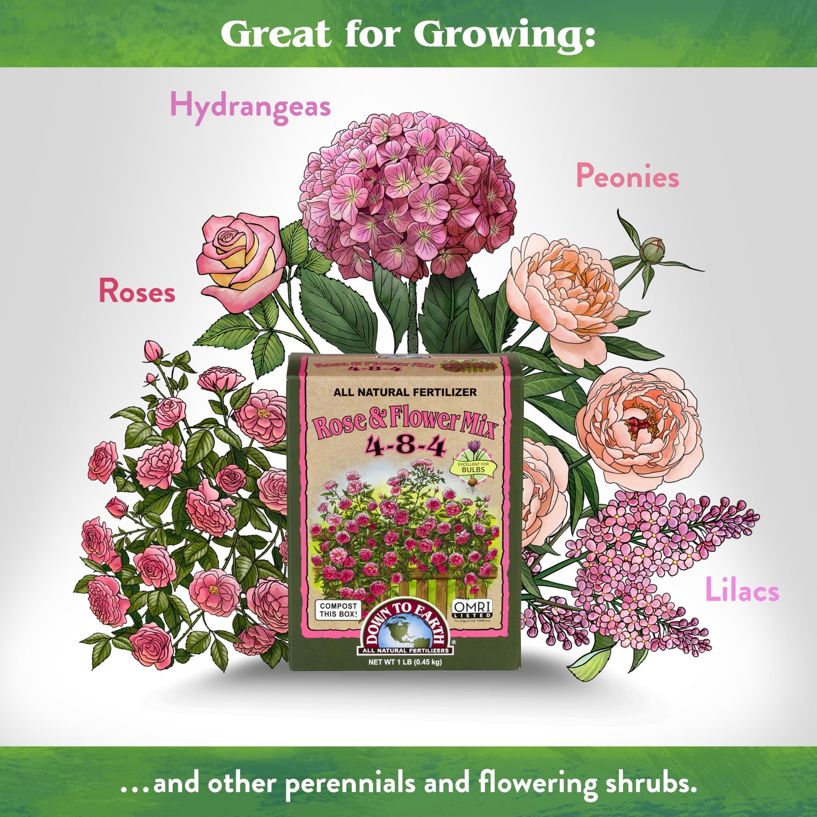 Organic Rose Flower Fertilizer 1 lb Plant Food Organic OMRI Listed 484 Beds Co