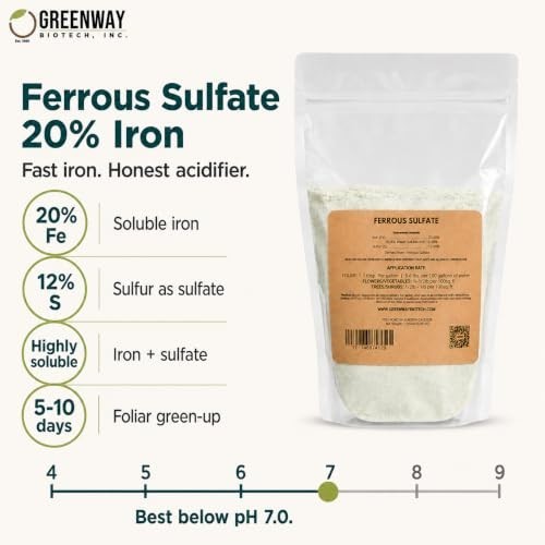 Ferrous Sulfate Heptahydrate Fertilizer 20% Iron 12% Sulfur 2 lb