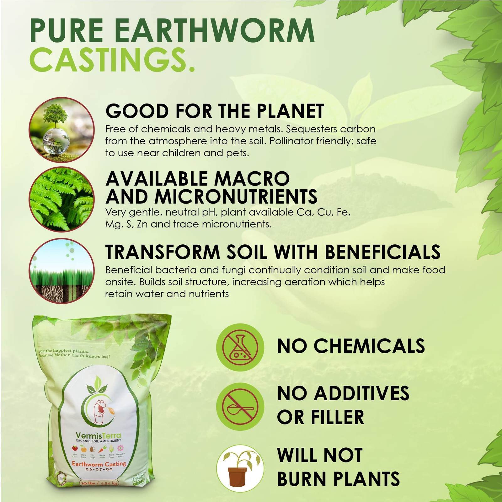VermisTerra Earthworm Castings – (5 LB) 2.7 qts – 100% Organic Earthworm Cast…