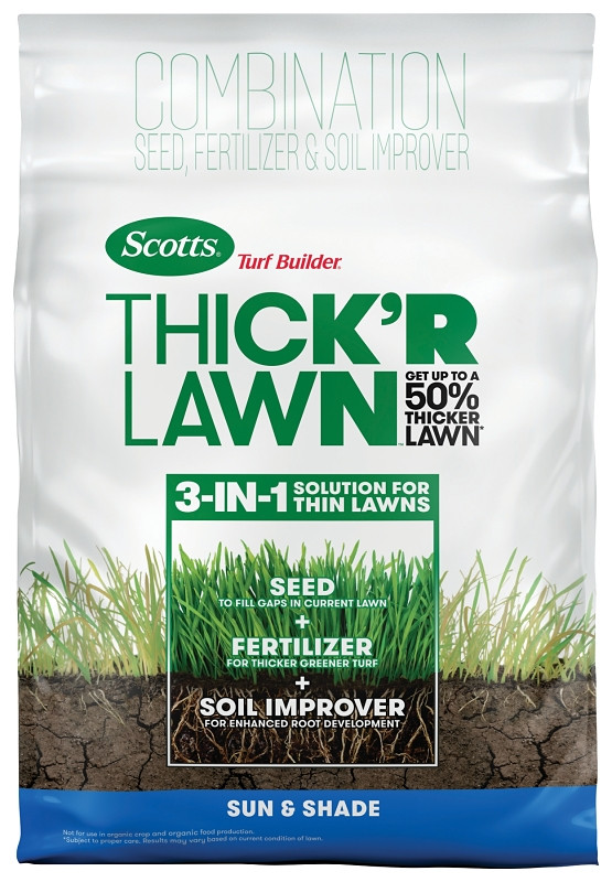 Scotts Turf Builder THICK’R LAWN Grass Seed, Fertilizer, Soil Improver, 12 lb