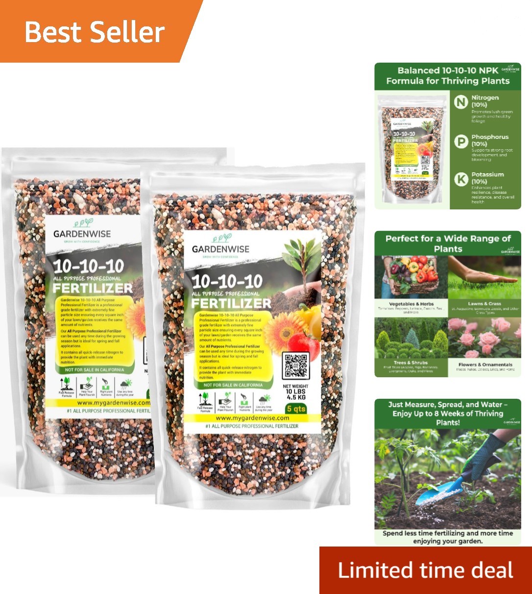 Sustained Nutrition 10-10-10 Fertilizer – Supports Vibrant Flower & Fruit Growth